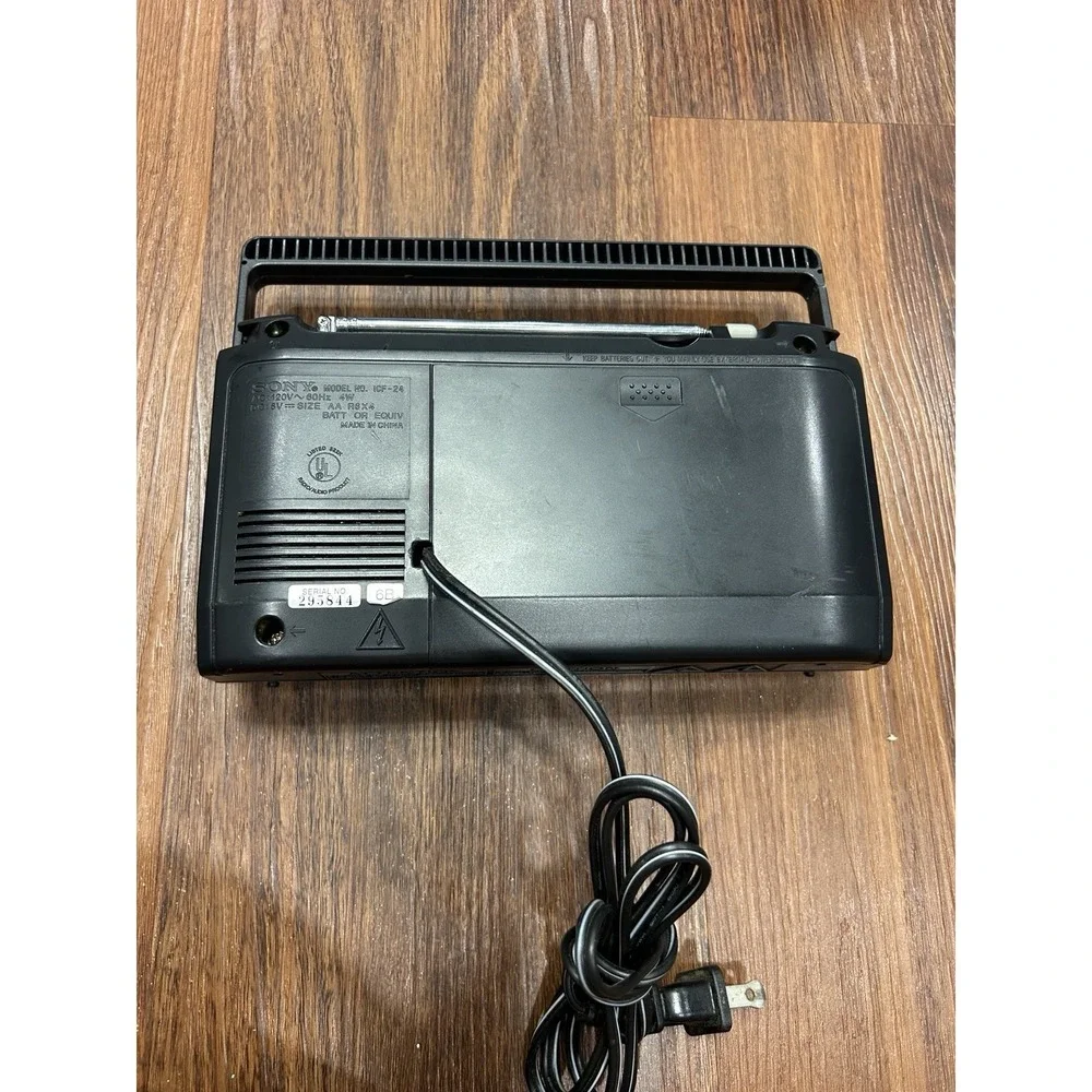 Vintage‎ Sony ICF-24 FM/AM 2 Band Portable Radio Model Tested 2 Way Power AC/DC